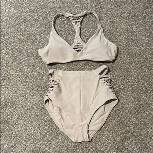 Aerie Cream High-Waisted Bikini Set